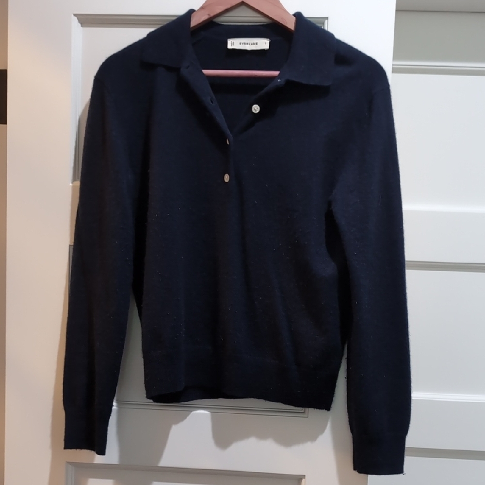 Everlane Dark Blue V-Neck Sweater
